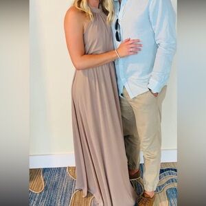 Taupe Azazie Chiffon Dress